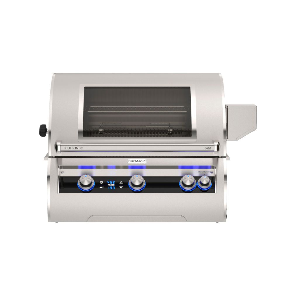 Fire Magic Echelon Diamond E660i 30-Inch Built-In Natural Gas Grill With Rotisserie, Magic Window And Digital Thermometer - E660I-9E1N-W