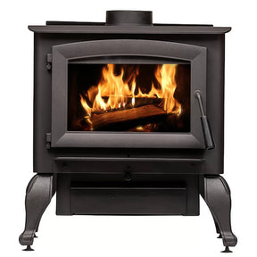 US Stove 2,500 Sq. Ft. Wood Stove with Cast Iron Legs & Blower US2500E-BL